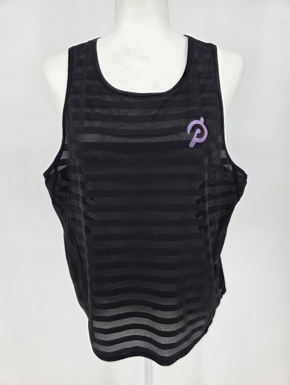 Peloton x Lululemon Black Mesh Stripe Workout Tank Top Women's Large